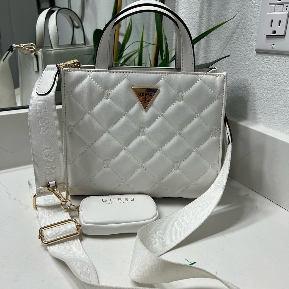GUESS Ivory Quilted Crossbody Bag